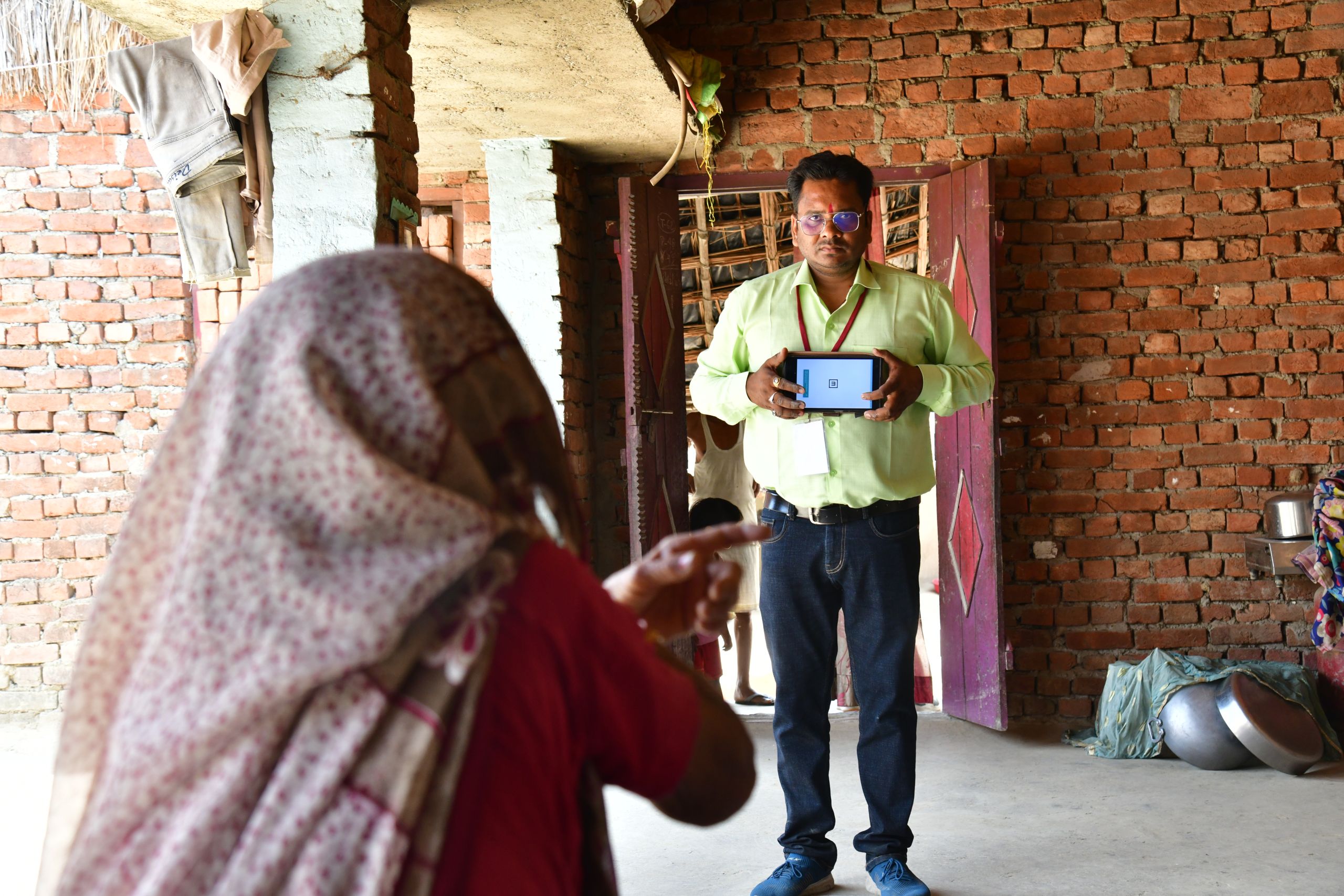 A community eye screening being carried out by an SCEH team